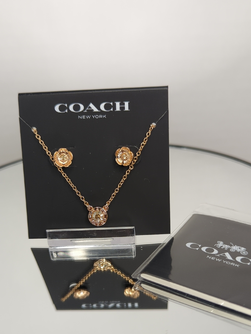 Coach Tea Rose Pendant Necklace and Earrings Gift Set | NWT | Beautiful Gift